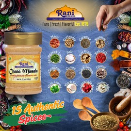 Rani Chana Masala (Garbanzo Curry 15-Spice Blend) 3.5oz (100g) PET Jar ~ All Natural | Vegan | No Colors | Gluten Friendly | NON-GMO | Kosher | Indian Origin