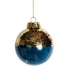 Translucent Navy Blue With Gold Glitter Christmas Tree Baubles (Set