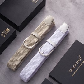 TANGCHAO 2-Pack Belts for Women & Men, Ladies Belts for Jeans Comfortable | No-Hole Adjustable Elastic Belt women, Fashionable and Versatile