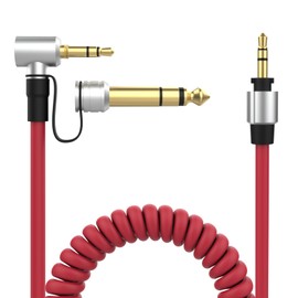 3.5mm Male to 3.5mm Male Replacement Audio Cable 6.5mm Extension Cord Compatible with Beats by Dr Dre Headphones Solo4 Solo3 Solo2 Studio3 Studio2 Detox Mixr Executive Headset (Red)