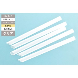 Shibase Industry 647 Straws, CO2 Free Straws, Tapioca Drink, Straight, 12 mm x 18 cm, Single End, Slanted with One End, No Individual Packaging, 130 Pieces, Clear, Commercial Use, Takeout, Event,