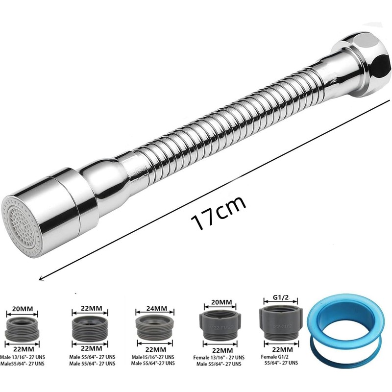 Flexible Tap Extension, Tap Attachment with 2 Modes, Water Tap