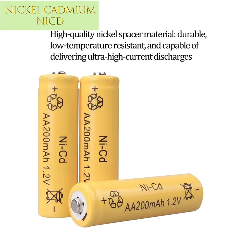 12 Packs 1.2V AA 200mAh Ni-Cd Rechargable Batteries for Solar