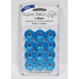 Super Bobs MasterPiece Cotton 70yd Prewound Bobbins 12ct L-Style Aquarius