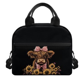 POLERO Highland Cow Lunch Bag for Girls Cute Insulated Lunch Box Back to School Toddler Snacker Containers