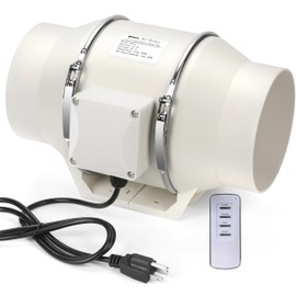 MEOZRI 4 Inch Duct Fan Inline Ventilation Exhaust Fan with Remote Controller 296 CFM Duct Intake Fan High Efficiency Air Fan Copper Motor for Ducting Vents Bathroom Grow Tents Hydroponics