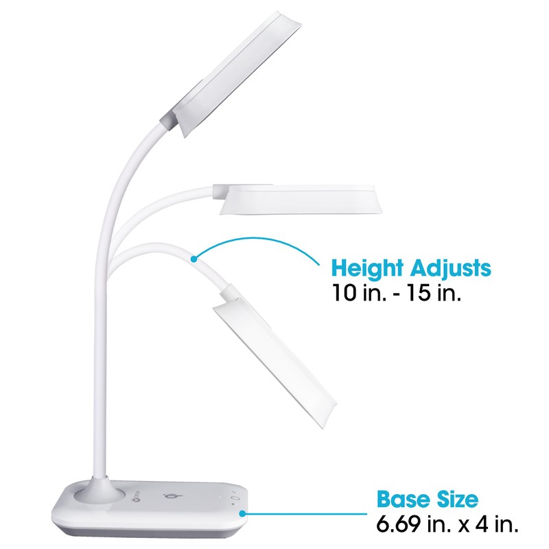OttLite Achieve LED Sanitizing Desk Lamp Wireless Charging and USB