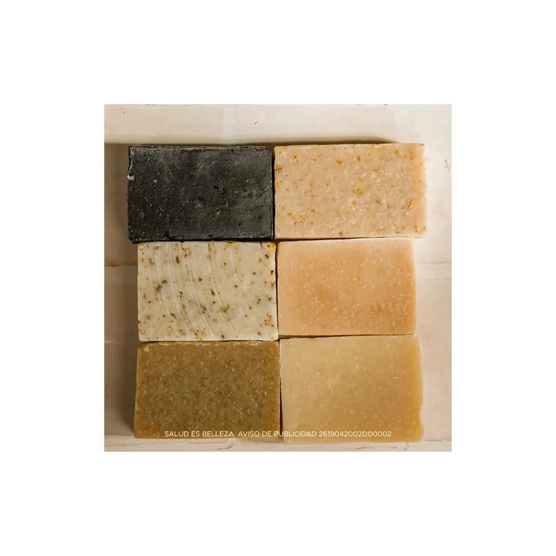 PACALLI Jabones Artesanales 6 Pack; Arroz, Avena, Caléndula, Carbón Activado,