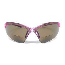 Incredible Bargains The Competitor Bifocal Sun Reader Sport and Wrap Around Reading sunglasses + 3.00 Pink/Amber