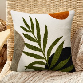 Merrycolor Boho Pillow Covers 20x20 Tufted Mid Century Modern Throw Pillow Covers Abstract Leaf Pillow Cover Bohemian Aesthetic Boho Pillows Decorative large Pillows for Couch Bed Sofa Living Room 1PC