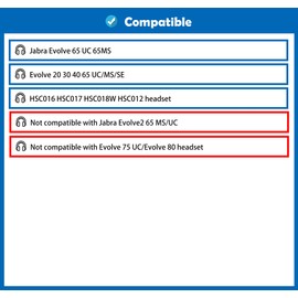 DowiTech Professional Replacement Ear Pads Compatible with Jabra Evolve 65 UC 65MS / Evolve 20 30 40 65 UC/MS/SE Headset, Skin Friendly Leather and Memory Foam Ear Pads