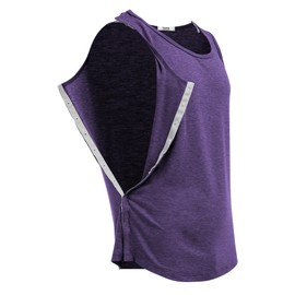 Deyeek Post Shoulder Surgery Shirts for Men Clothes After Rotator Cuff Surgery Snap Tank Tops Chemo Shirts for Port Access
