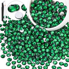 600PCS SS30/6mm Crystal Rhinestones (Emerald Green), Bedazzling Flatback Glass Rhinestones for Crafting DIY Nail Art Makeup Decoration, Gems Diomand Charms for Tumbler Shoes Clothing Mug