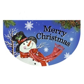 Merry Christmas Doormat Decorative Welcome Mat Non-Slip Snowman Front Door Mat Indoor Outdoor Winter Snow Floor Rug Rubber Snowflake Entrance Carpet