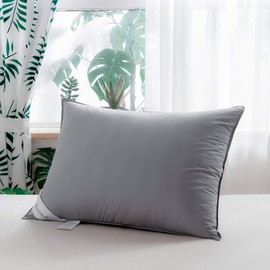 Eastwarmth Goose Down Feather Bed Pillows for Sleeping,Medium Firm,Soft Support Grey Color Standard Size One Pillow