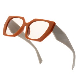 Teumire Vintage Square Cat Eye Sunglasses for Women Men Oversized Trendy Frame Sunglasses UV400 Protection(Orange Frame - Brown Lens)