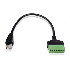 euroharry RJ45 to 8 Pin Spring Plug, RJ45 Male Jack to 8-Pin Terminal Block Adapter Cable, RJ45 Terminal Block Terminal Plug Screw Connection Adapter Cable Black