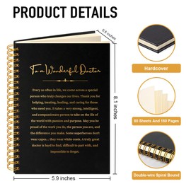 PUVOXHO To A Wonderful Doctor 160 Blank Pages Spiral Notebook, Doctor Appreciation Gifts, Doctor Gifts From Staff, Thank You Leaving Gifts for Social Worker Volunteer Nurse Doctor