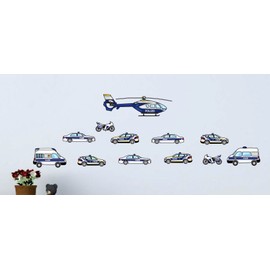 Wall Tattoo Police Children's Room Helicopter Police Cars Motor Helicopter Set Sticker Baby Room Animals Cars Cars Forest Animals Children's Room Wall Sticker Decoration for Baby NP XL