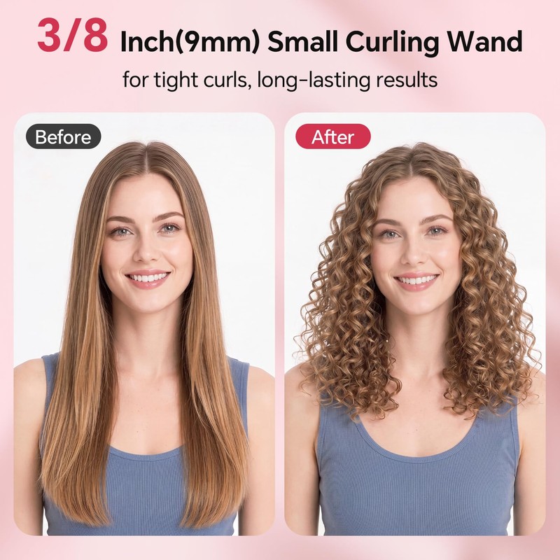3/8 Inch Small Curling Iron Wand,Ceramic Small Ceramic Barrel Hair