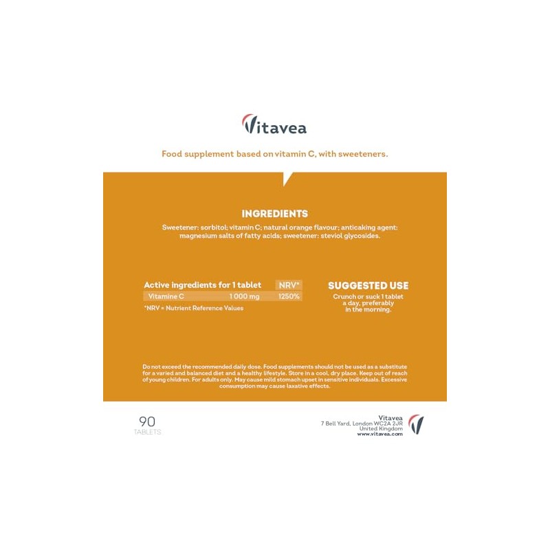 Vitamin C 1000mg – High-Strength Chewable Tablets for Energy, Immune