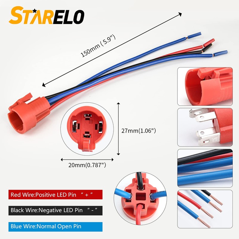 STARELO 10Amp Latching Push Button Switch, SASQUTACH Lights,12V 24VDC Pre-Wired