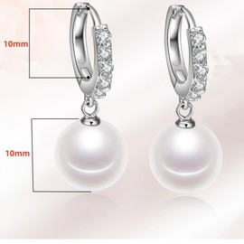 ANNTHOR Aretes Perlas Mujer, Aretes De Perlas Totalmente De Plata, Arracadas de Plata, Pendientes Aros, Aretes De Perlas Clásico Totalmente De Plata, Aretes Mujer