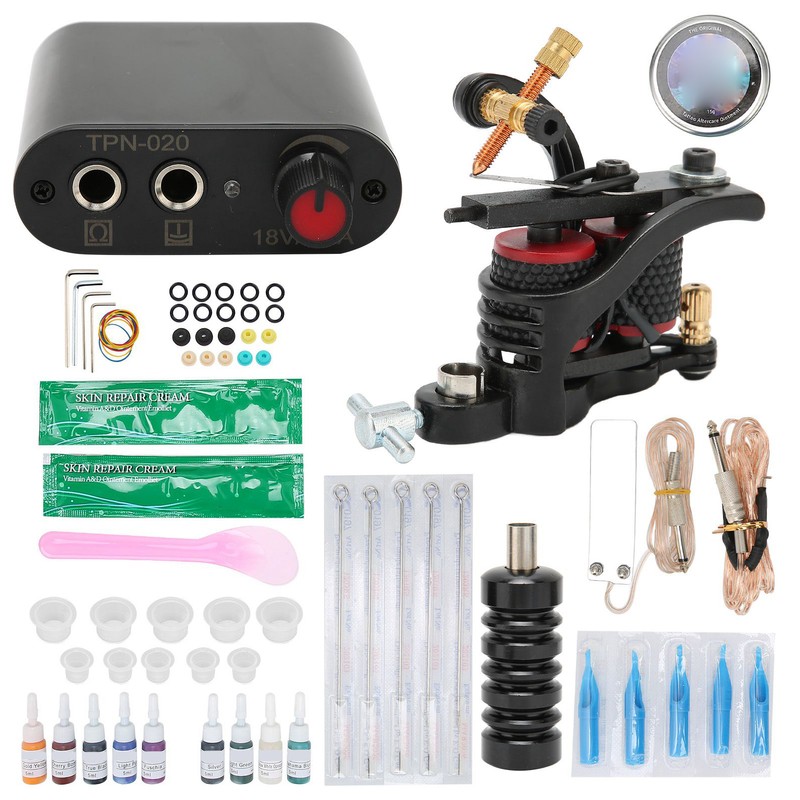 10 Wraps Tattoo Coil Machine Set Mini Tattoo Power Supply