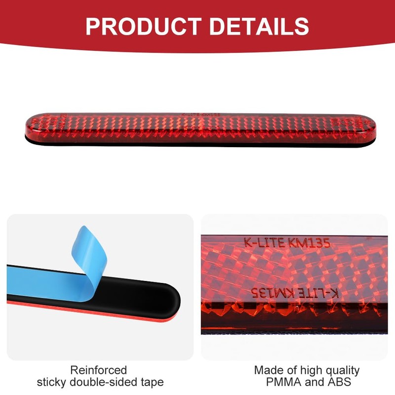 AYBUY 2Pcs Motorcycle Reflectors, Stick-on Rectangular Safety Reflector, Strong Reflective