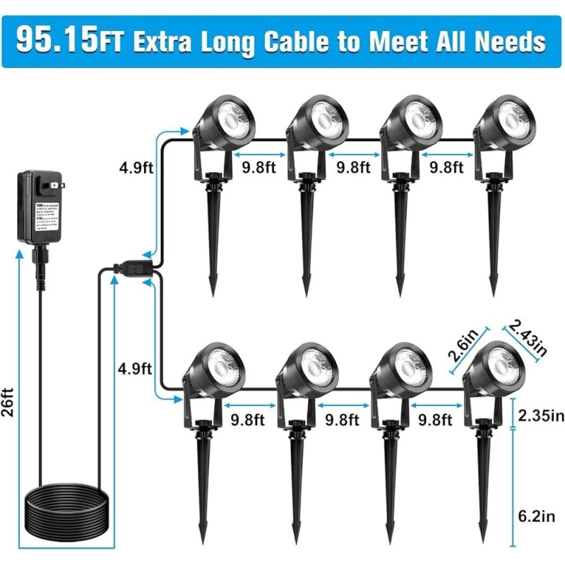 VOLISUN 4-8 Packs Waterproof LED Pond Light Underwater & Ground