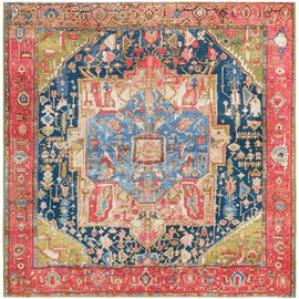 Unique Loom Outdoor Traditional Collection Area Rug - Limon (5' 3" Square Multi/Red)