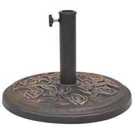 GeoHome Round Umbrella Base | Outdoor Umbrella Stand | Parasol Base for Outside Patio, Lawn, Garden | Bronze Resin and Steel 17.9" x 13.4"