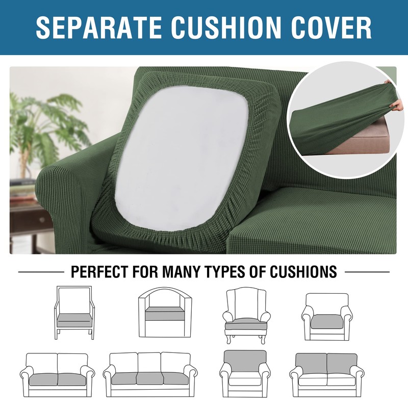 H.VERSAILTEX 4 Piece Stretch Sofa Covers for 3 Cushion Couch