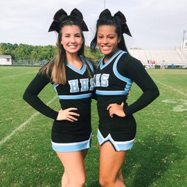 2 PCS 8 Inch Cheer Hair Bows Large Cheerleading Big Hair Bows with Ponytail Holder for Teen Girls-Black