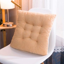HUIDUO Comfort Seat Cushion Soft Chair Pads Warm Chair Cushion 20x20x4 inches Pink White Lambs Wool Fluffy for Adults and Kids for Kitchen Dining Living Room Office Chair Set of 1