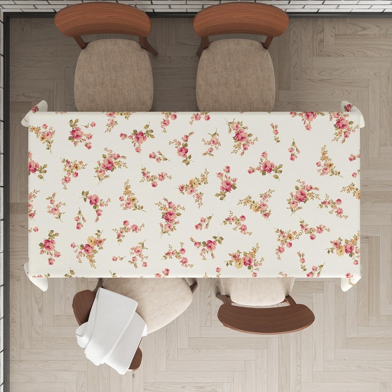 AIBIIN 132x182cm Rectangle Flower Tablecloth Floral Table Cloths Waterproof Fabric