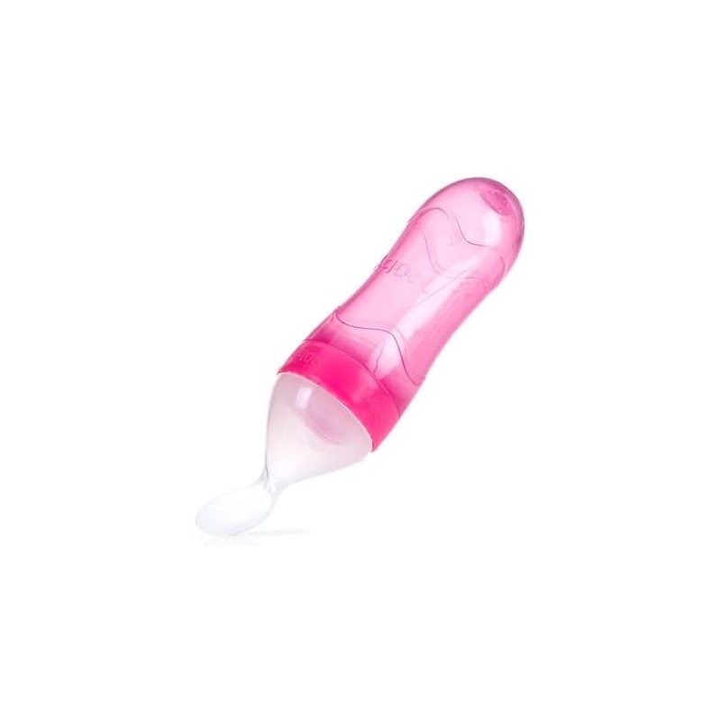 Nuby, Cuchara Papillera de Silicón Squeeze Feeder, Rosa