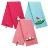 Moukeren 3 Pieces Elegant Golf Towel Embroidered Golf Towels for