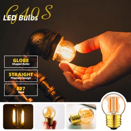 Genixgreen G40 Vintage 1W LED Filament Warm White 2200K Gold Plated Glass ES LED Antique Edison E27.