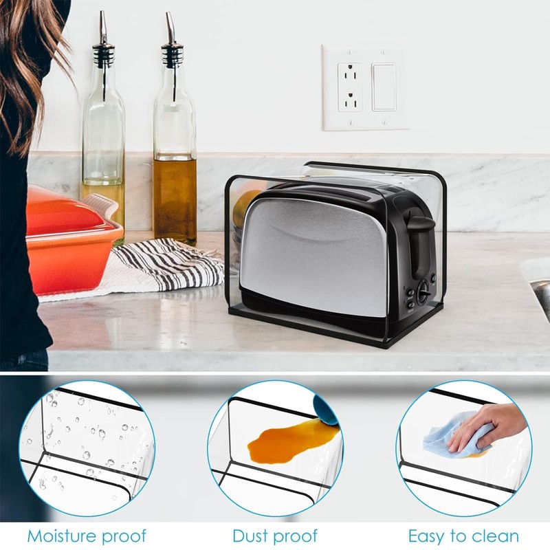 Kingshion Toaster Dust Cover for Most 2-slice Toasters, Dustproof Clear