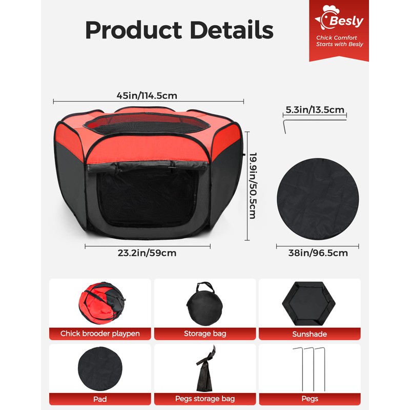 Besly Brooder Box for Chick, Large Brooder for 15 Chicks,