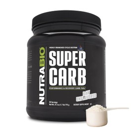 NutraBio Super Carb - Suplemento de Carbohidratos Complejos en Polvo - 25 gr de Dextrina en Racimo por Servicio - Electrolitos para Mejorar el Rendimiento - 775 gr - Sin Sabor - 30 Porciones