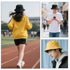 Formemory Bucket Hat, Men's, Women's, Kids' Hat, Unisex, Safari Hat, Foldable, Fashionable, Sun Protection, UV Protection, Lightweight, Solid, Summer, 14 Colors, yellow, Free size
