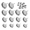 Alysee 50pcs(25pairs) Stainless Steel Stud Earring Cabochon Setting Flat Round
