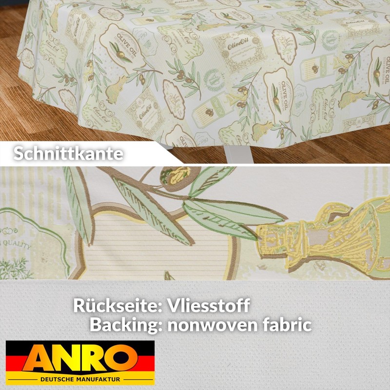 ANRO Oilcloth Tablecloth Wax Tablecloth Washable Garden Tablecloth Round Oval