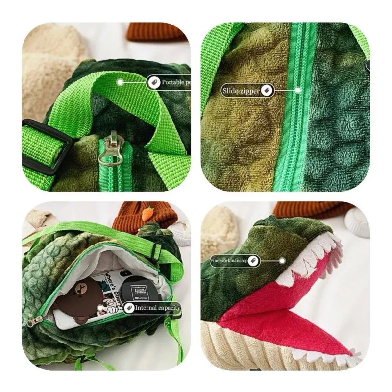 CB Mochila Peluche Infantil Juvenil Con Textura Dino O Coco