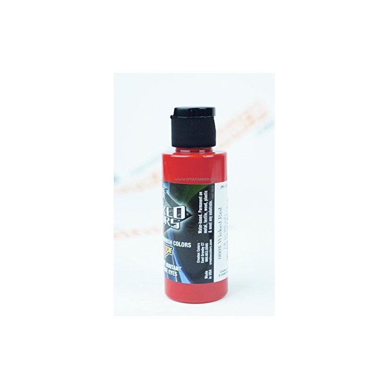 Createx Wicked Colors W005 Red 2oz. water-based universal airbrush paint.