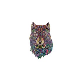 WOODVIO - Wooden jigsaw puzzle for adults and kids - Wolf, animal-shaped fantasy puzzle, 183 unique shaped pieces, size King (48 x 30 cm)