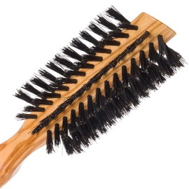 REDECKER Wild Boar Bristle Half Round Hairbrush with Waxed Olive Wood Handle, 8-1/2-Inches - Natural Boar Bristle Hair Brush Half Round - Imported Half Rounded Hair Brush