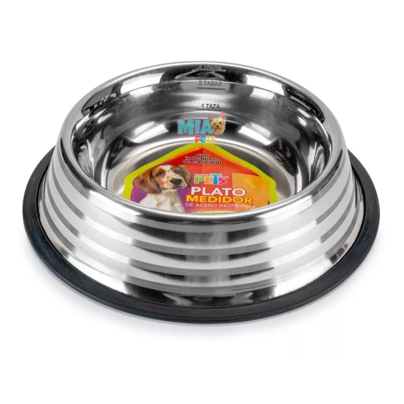 Fancy Pets Plato Estriado De Acero Antiderrapante 24 Oz